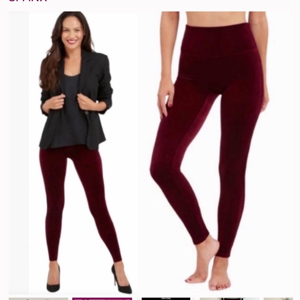 SPANX- fuchsia Velvet high waisted Leggings